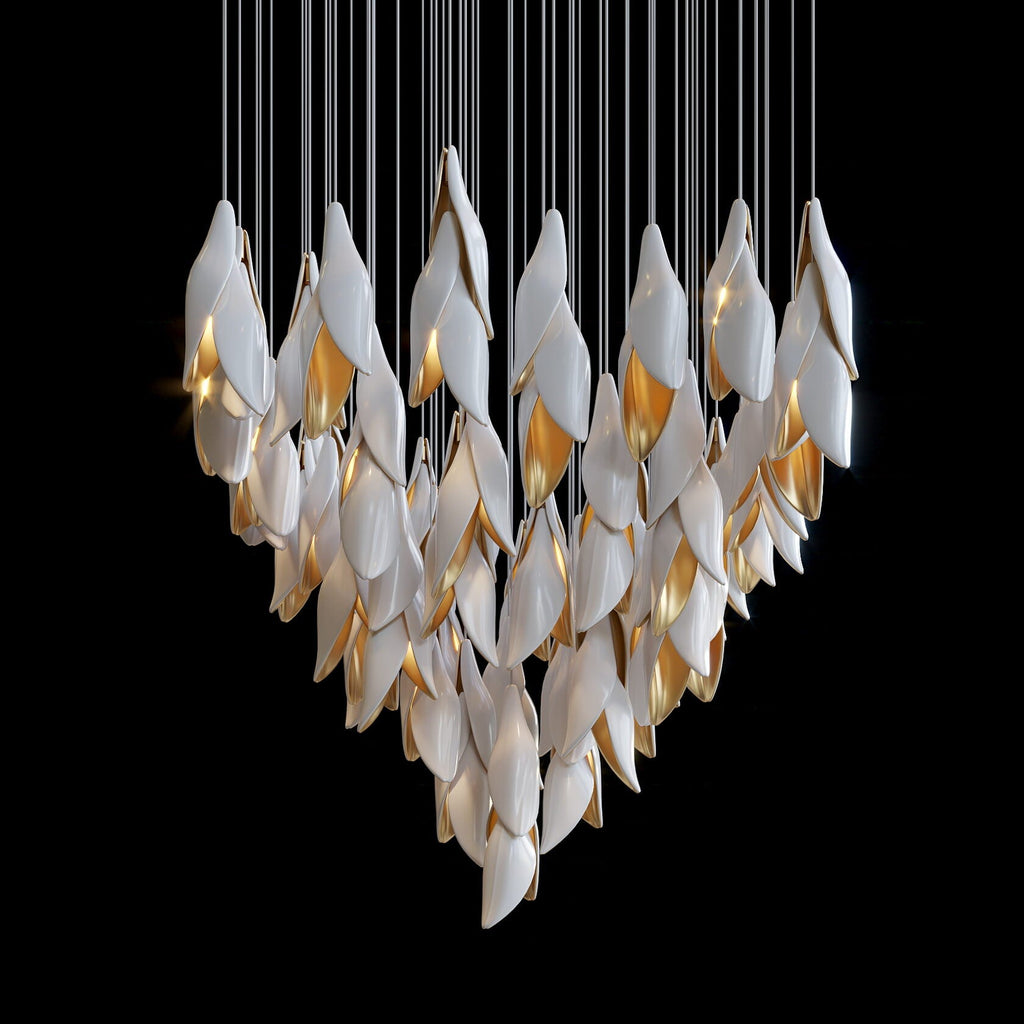 Black Gold Petal Cascade Chandelier