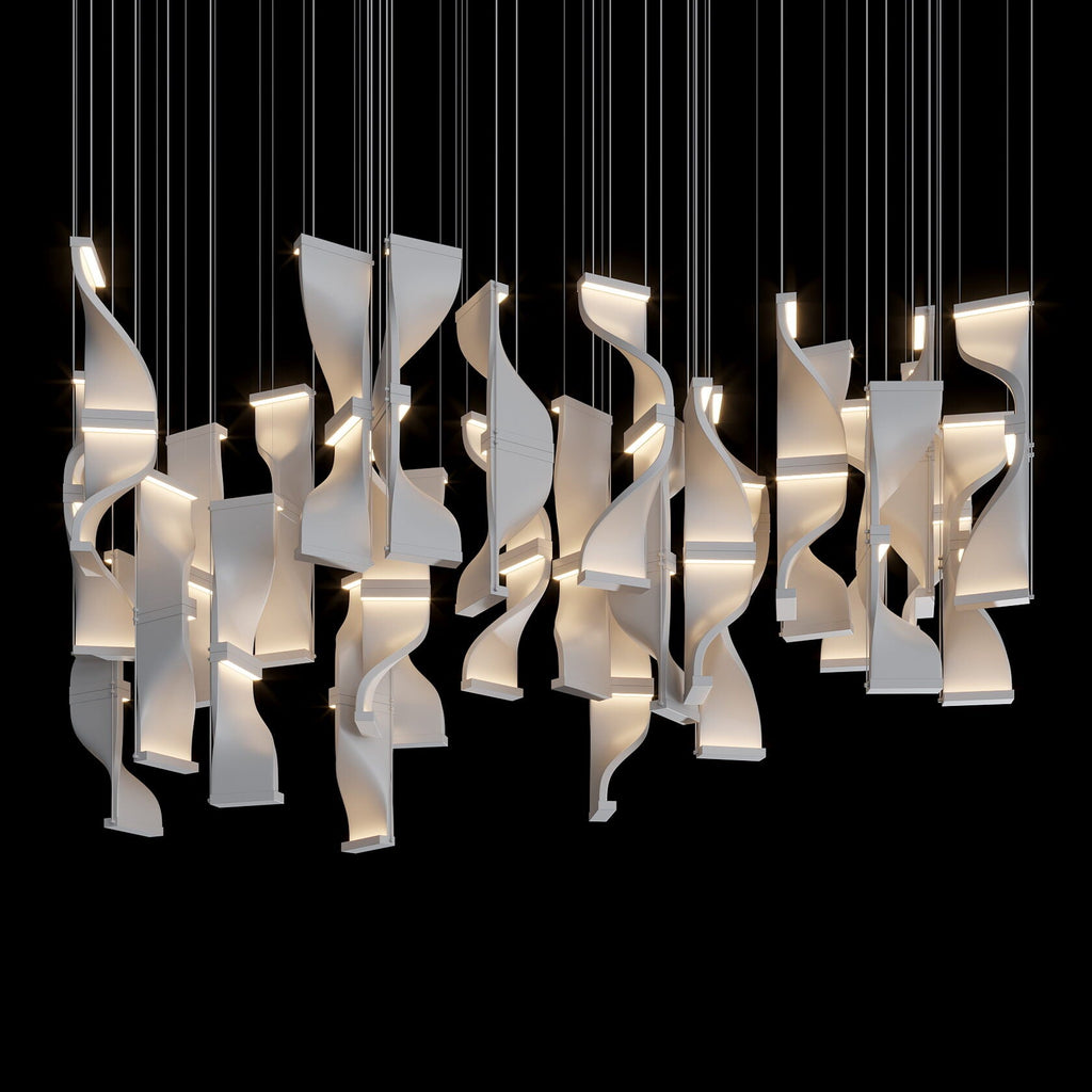 White Ribbon Wave Chandelier