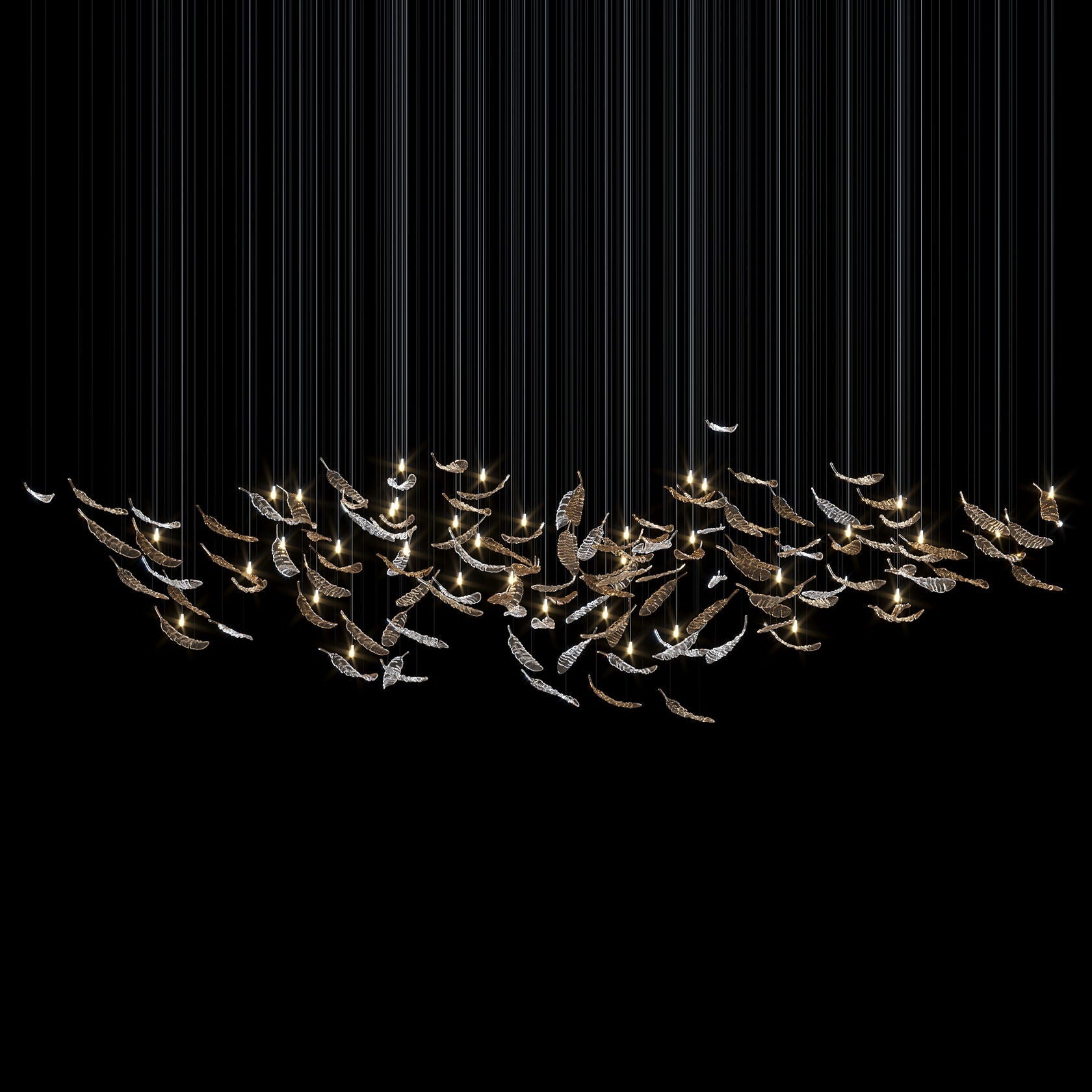 Crystal Feather Flight Chandelier