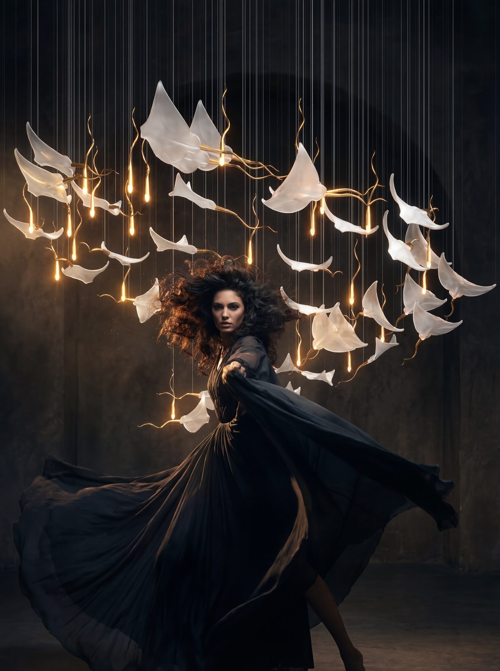 White Manta Branch Chandelier