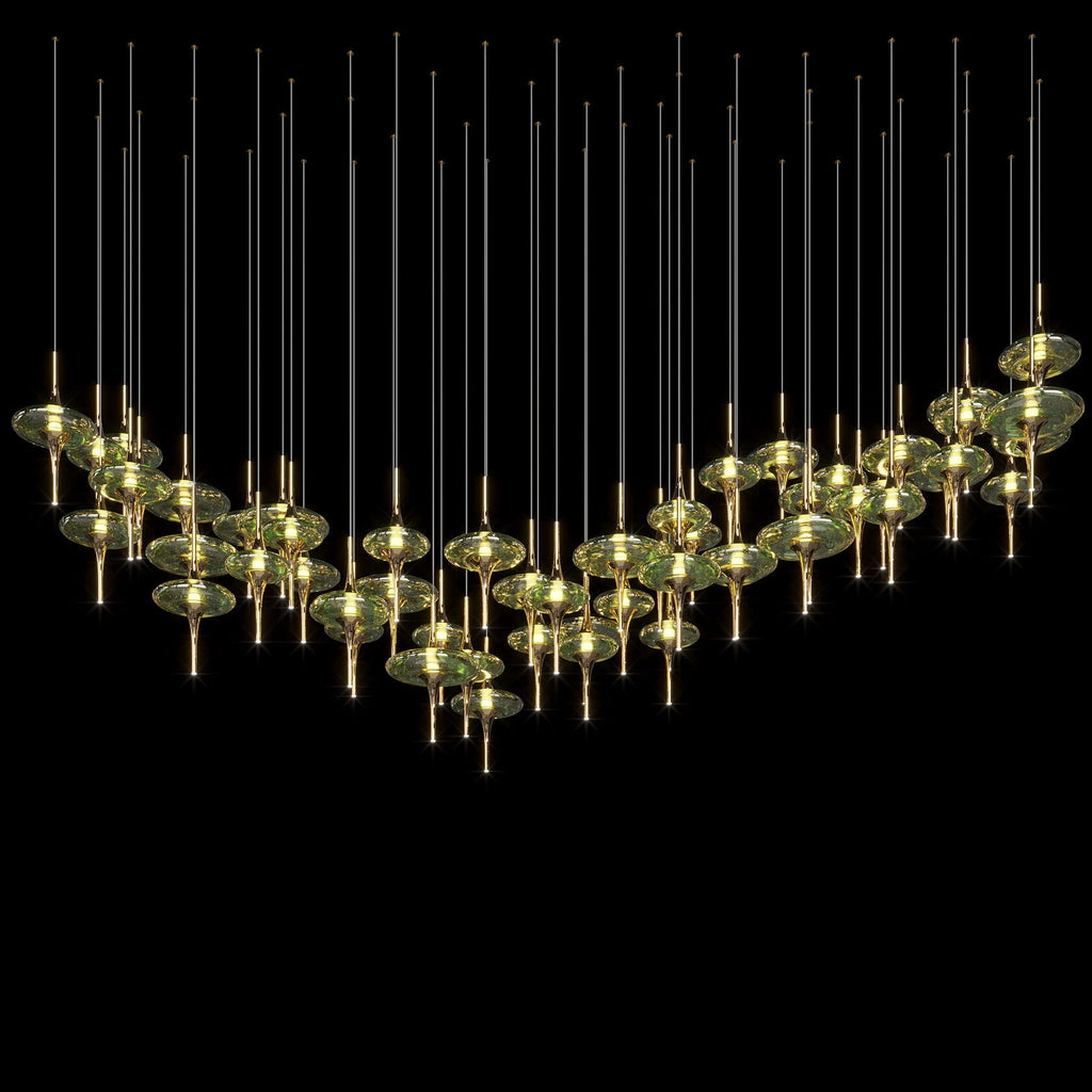 Green Glass Saucer Chandelier