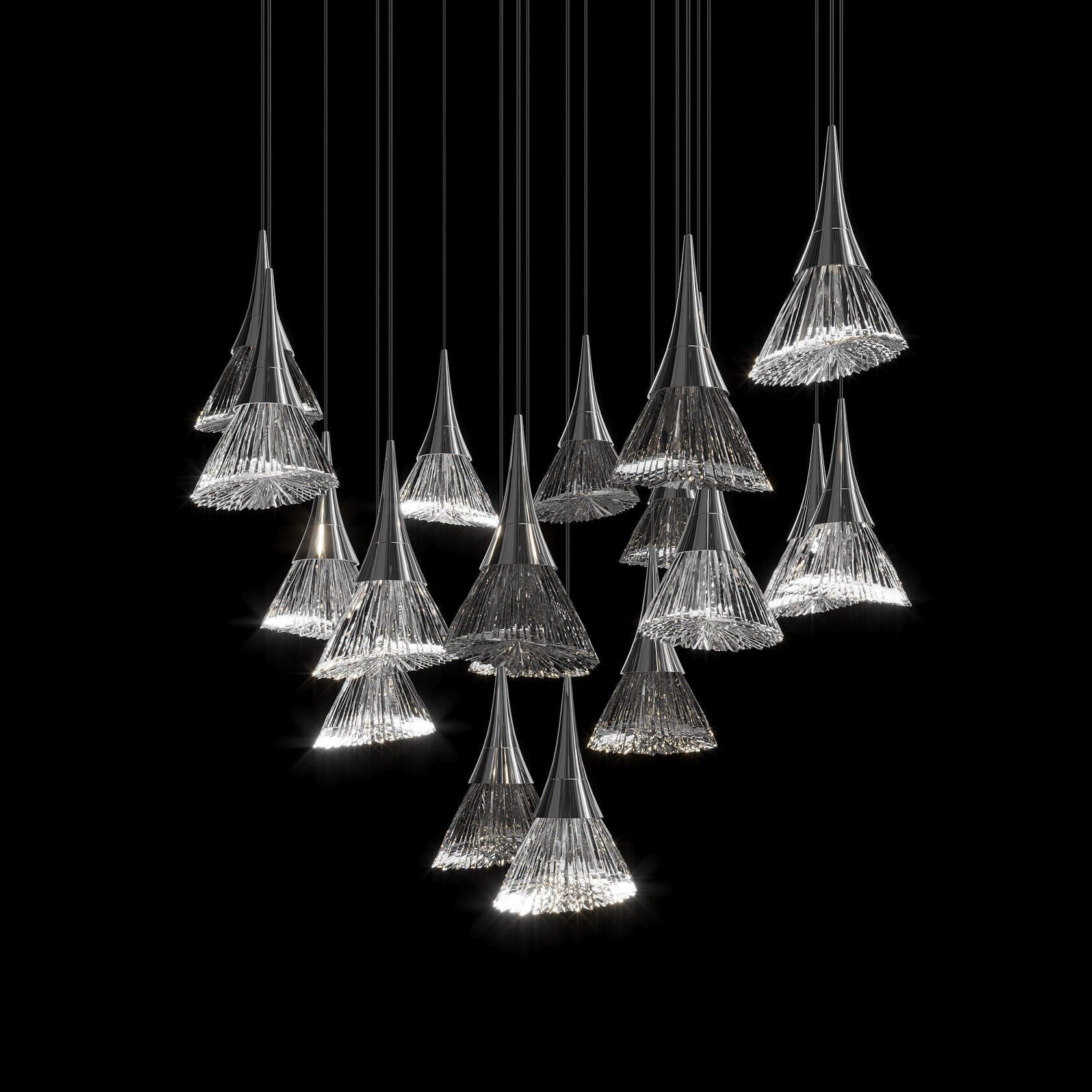 Crystal Fringe Cone Chandelier