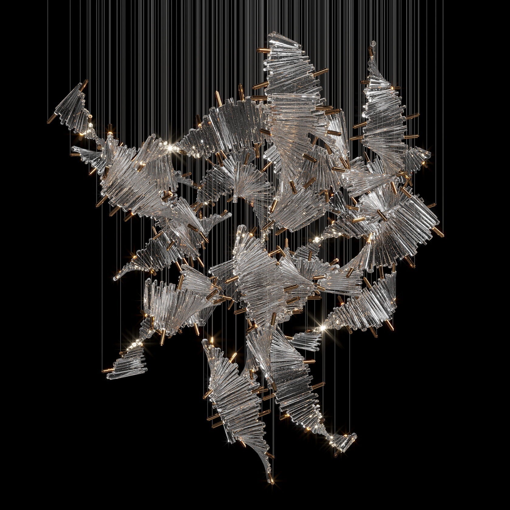 Crimson Fan Wave Chandelier