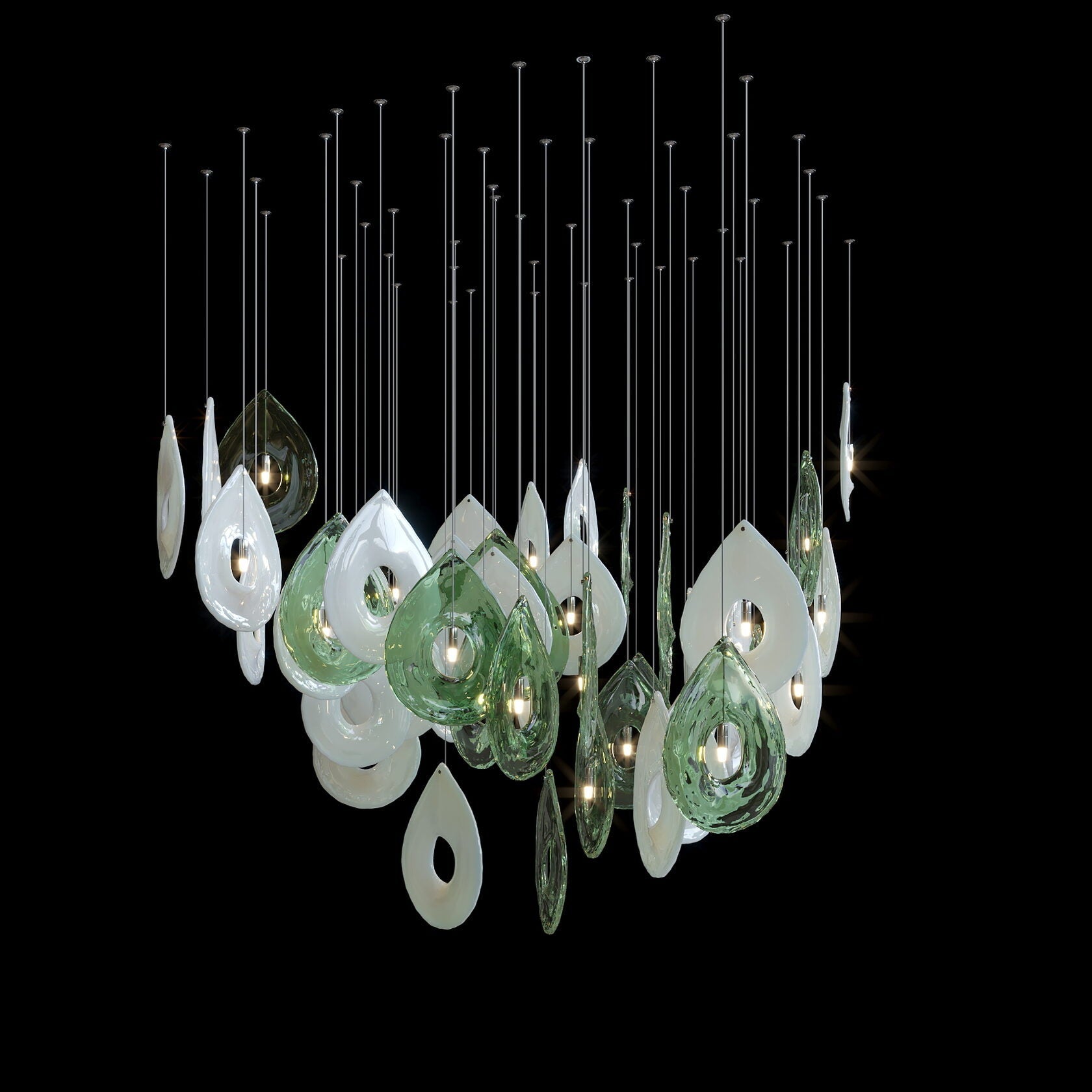 Green Halo Drop Chandelier
