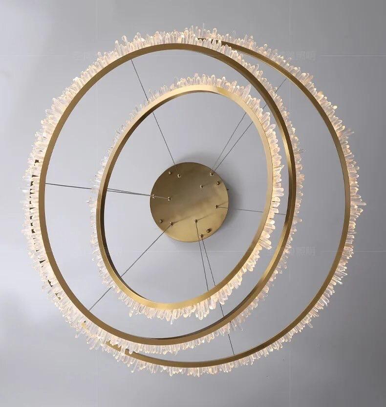 Quartz Leti multiple Round Chandlier by Bling Lighting Studio