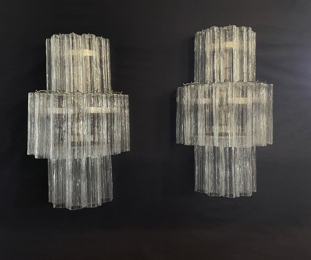 Murano Wall Lamp | 18 Clear Prism Glass | Set of 2