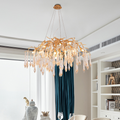 Iris Raindrop Brass Branch Round Crystal Chandelier 25'' 35'' 41''D by Bling Lighting Studio