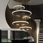 Staircase Quartz Modern Crystal Ring Chandelier by Bling Lighting Studio