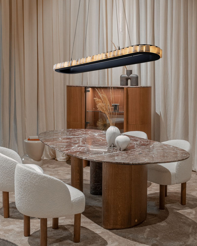 Ring Alabaster Oval Chandelier for Kitchen Island by Bling Lighting Studio
