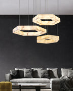 LED Hexagon Marble Pendant Lamp | Double/Triple Ring Design