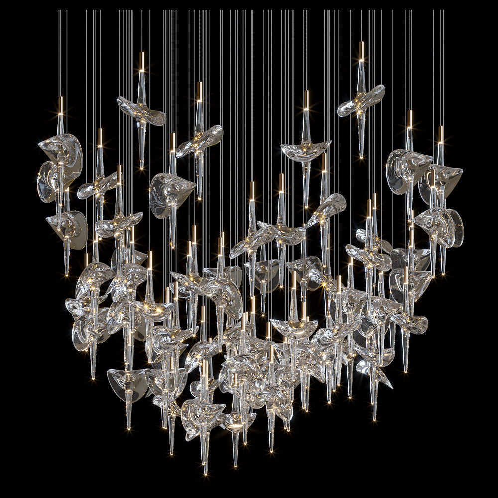 Crystal Disc Spire Chandelier