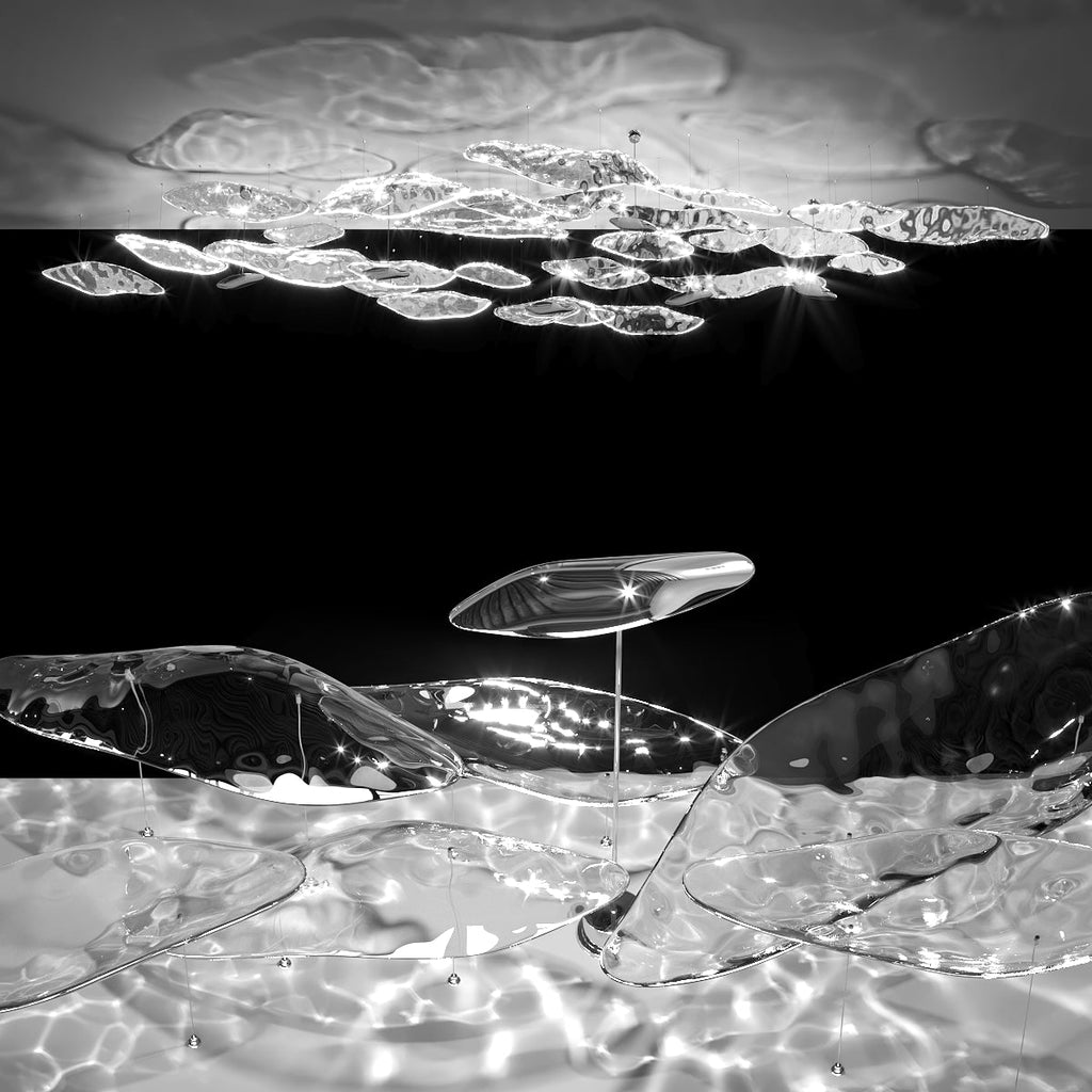 Aqua Glass Manta Orbit Chandelier