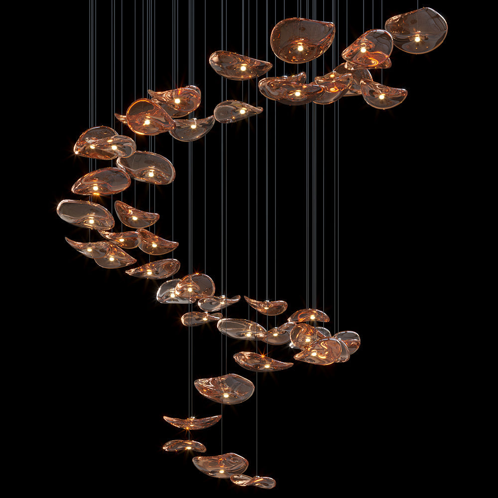 Amber Glass Pebble Cluster Chandelier
