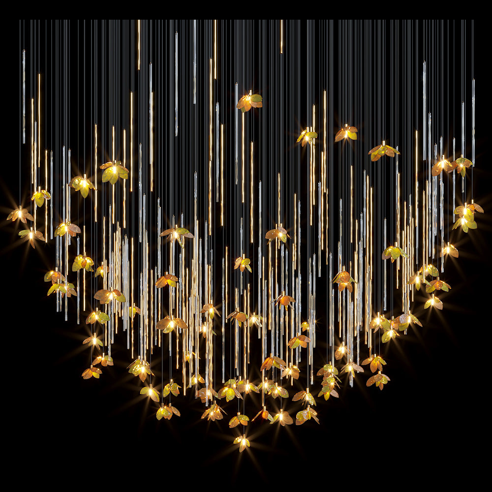 Amber Blossom Rain Chandelier