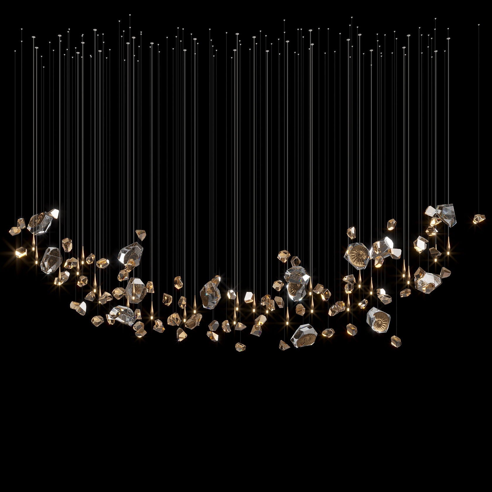 Champagne Crystal Meteor Chandelier