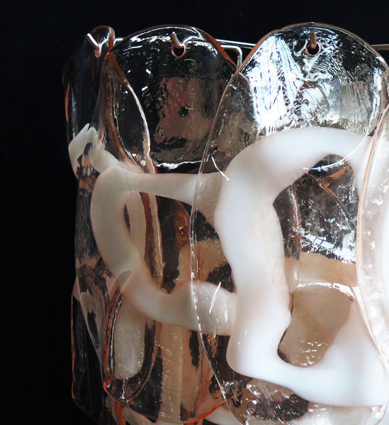 Murano Wall Lamp | 10 Pink Crostoli Glass | Set of 2