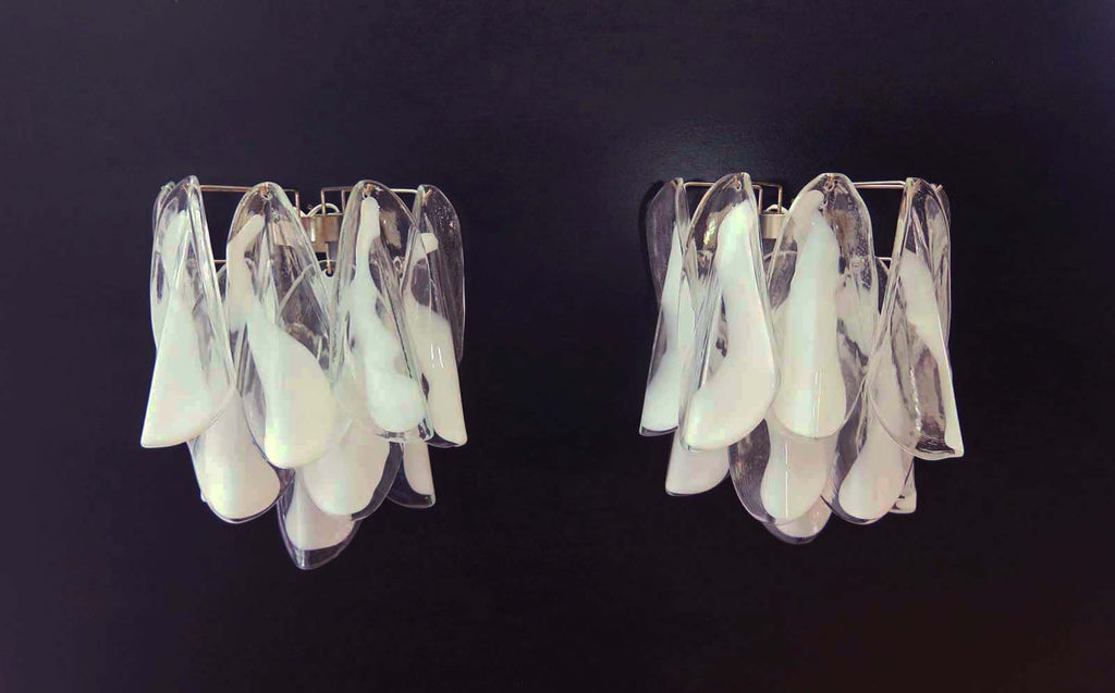 Murano Wall Lamp | 20 Clear White Rondini Glass | Set of 2