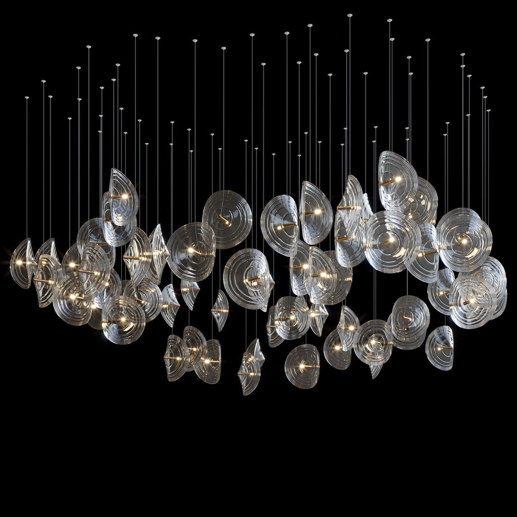 Clear Ripple Disc Cluster Chandelier