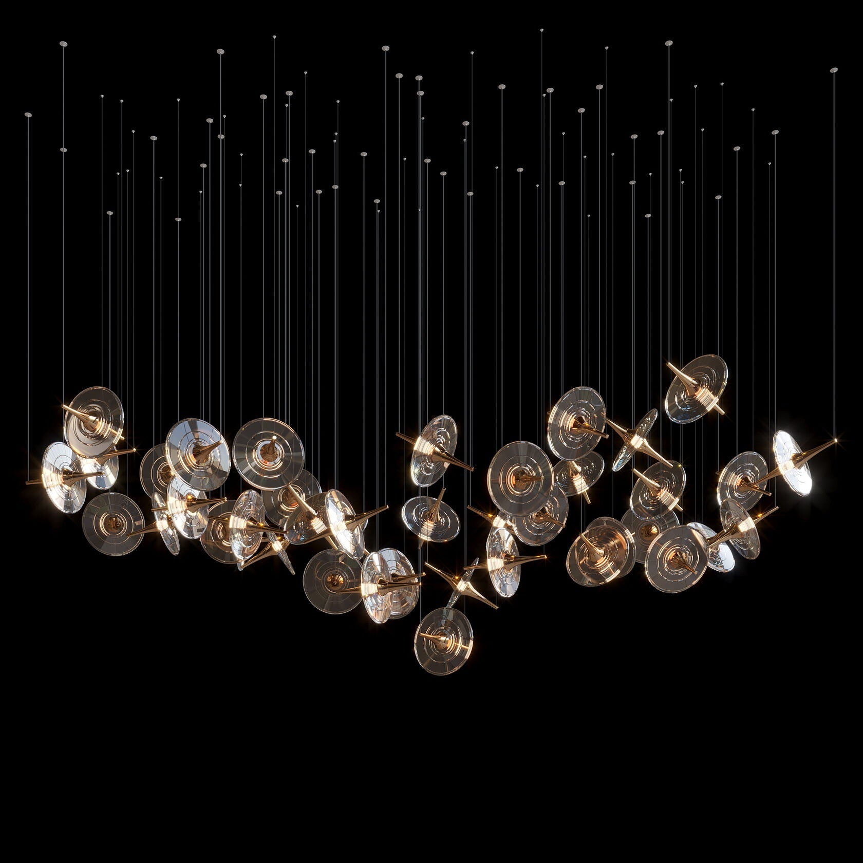 Smoke Disc Orbit Chandelier