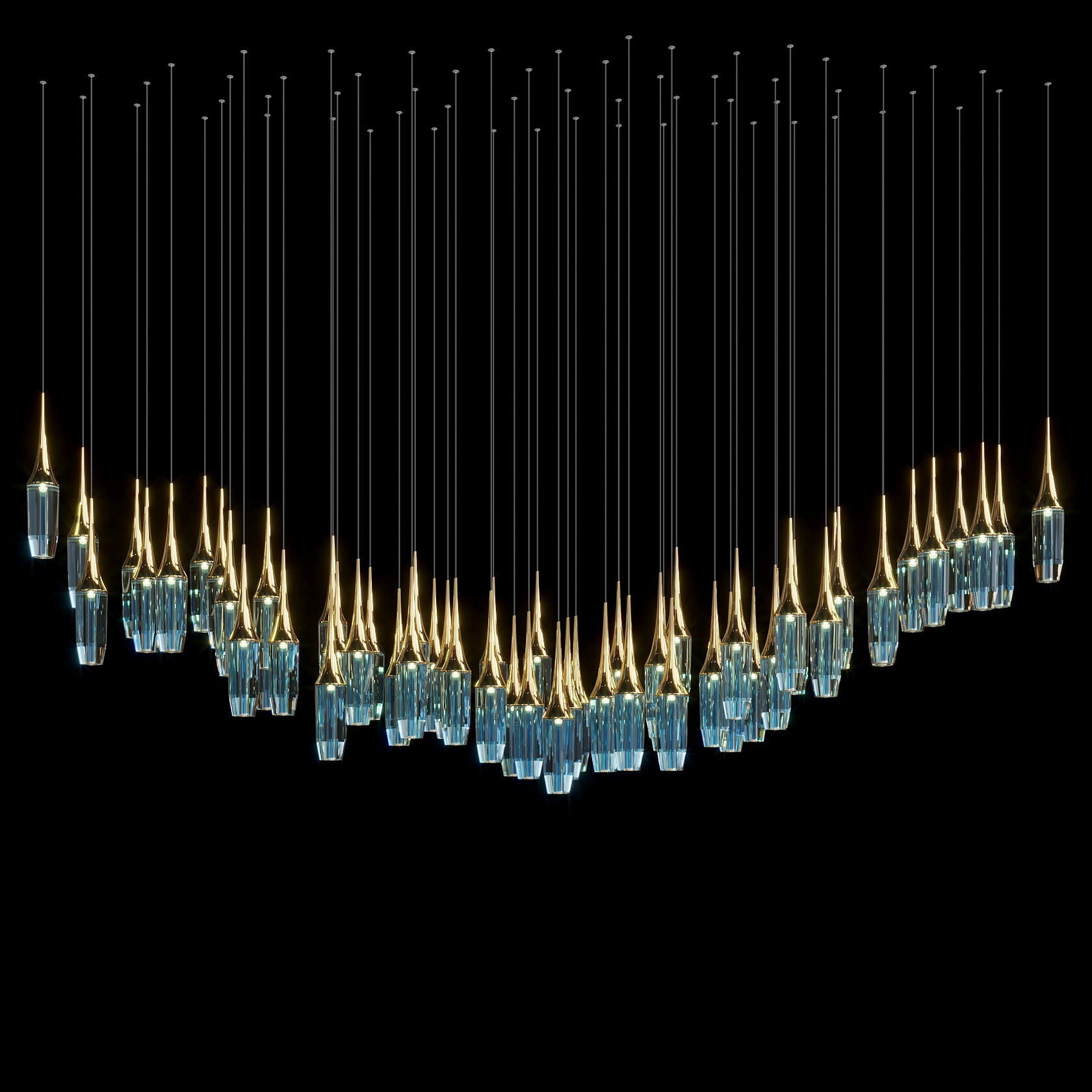 Aqua Crystal Spire Chandelier