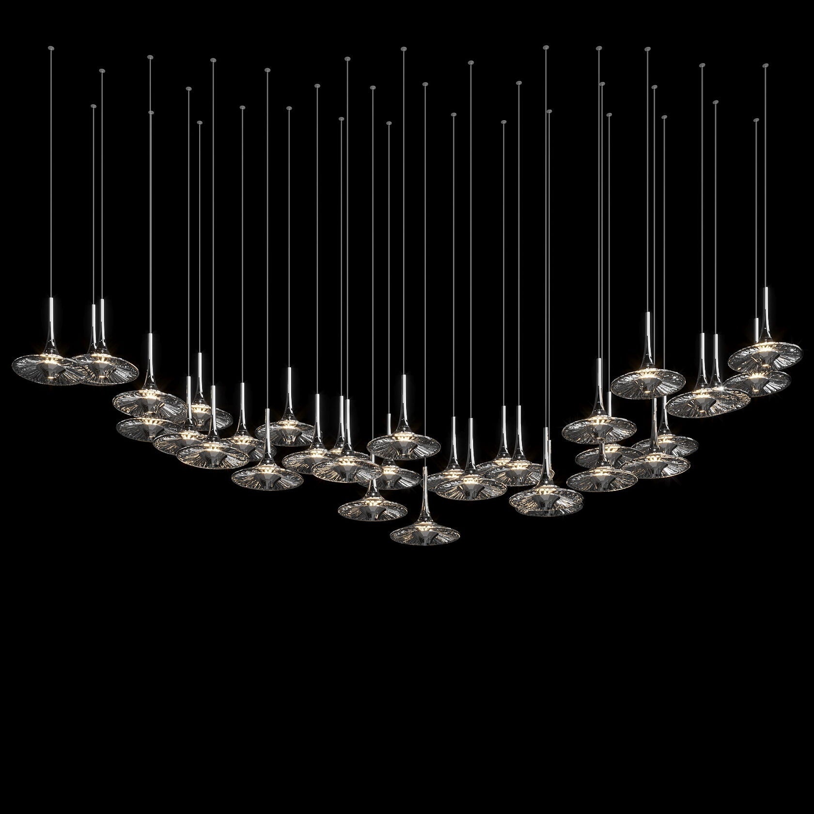 Smoke Saucer Cluster Chandelier