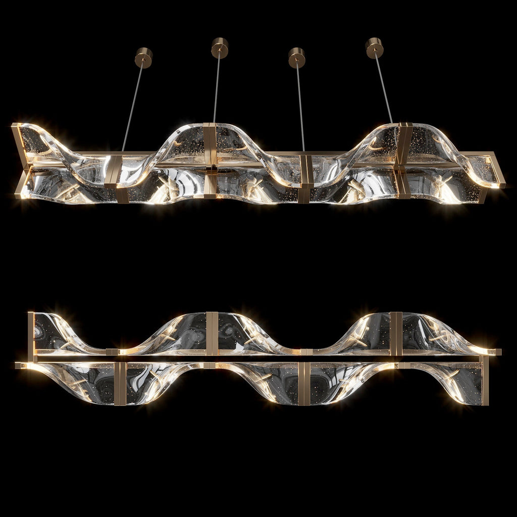 Crystal Wave Beam Chandelier