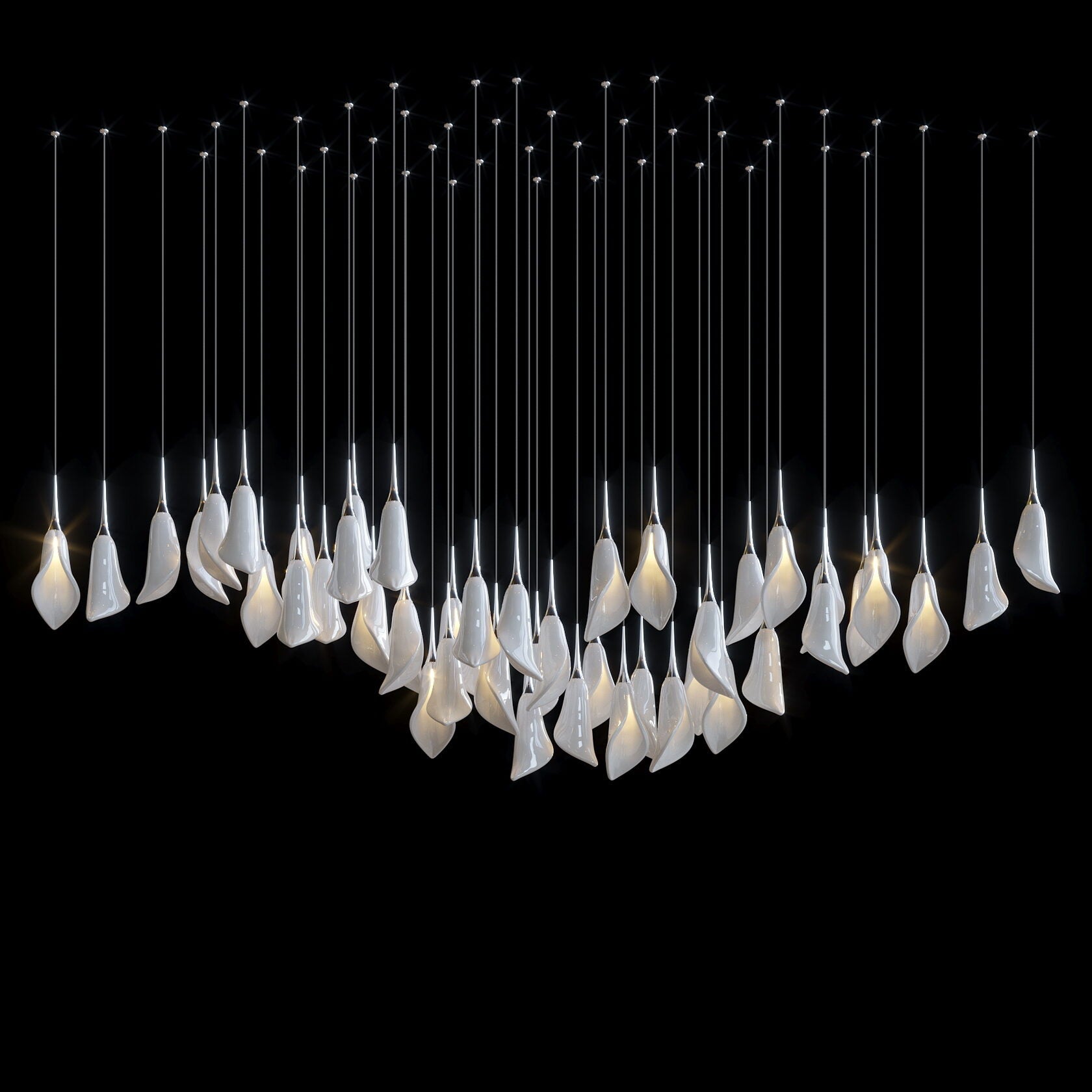 White Petal Drop Chandelier