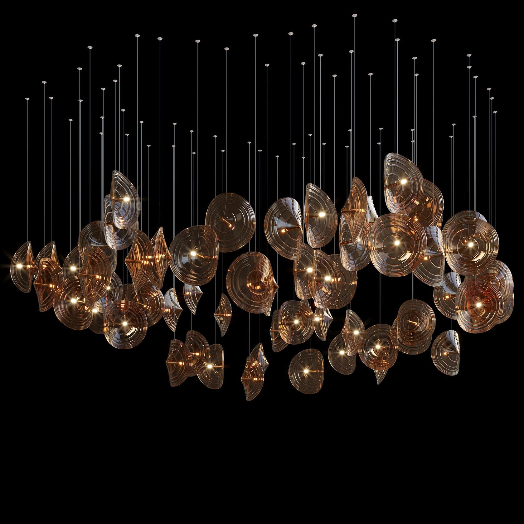Clear Ripple Disc Cluster Chandelier