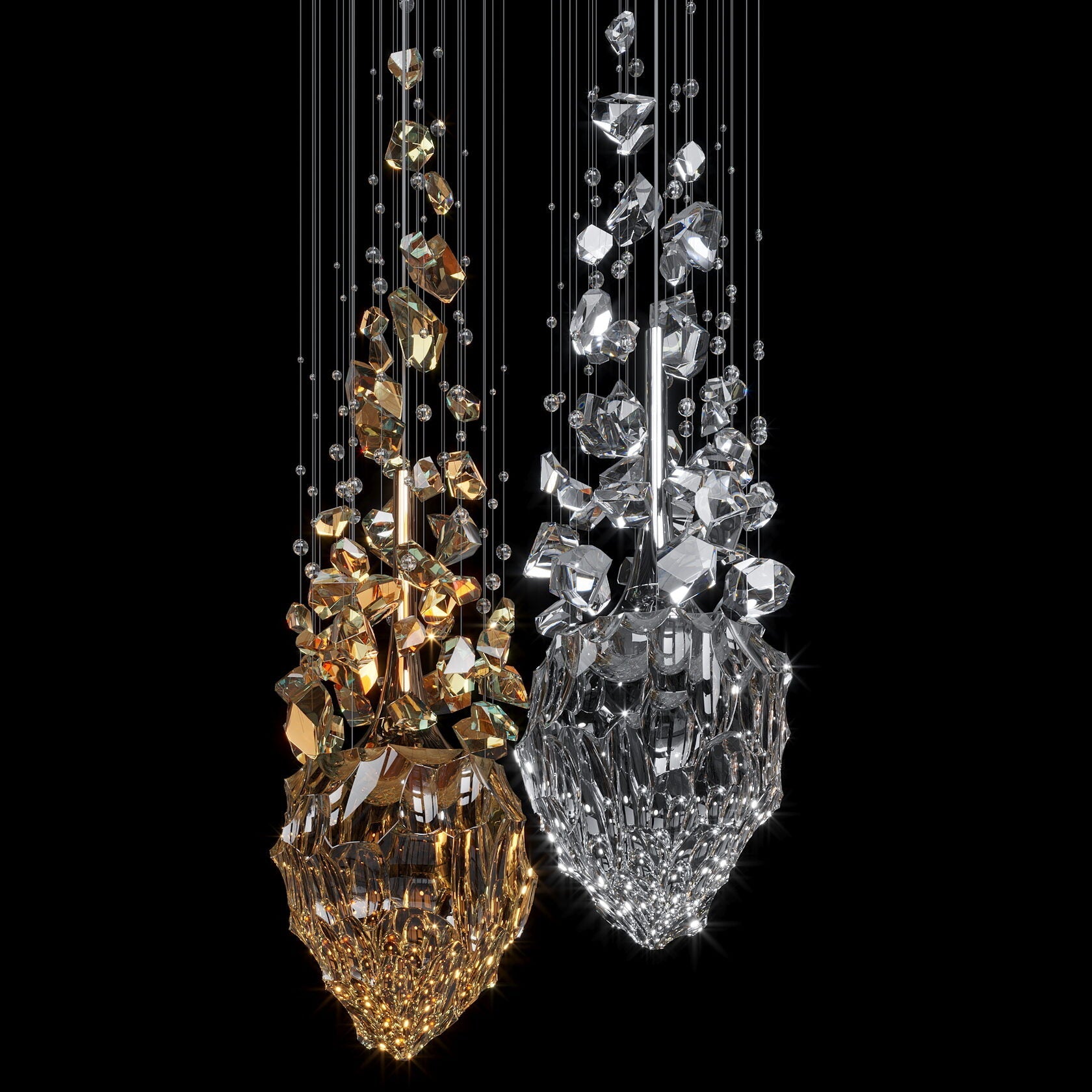 Amber Crystal Geyser Chandelier