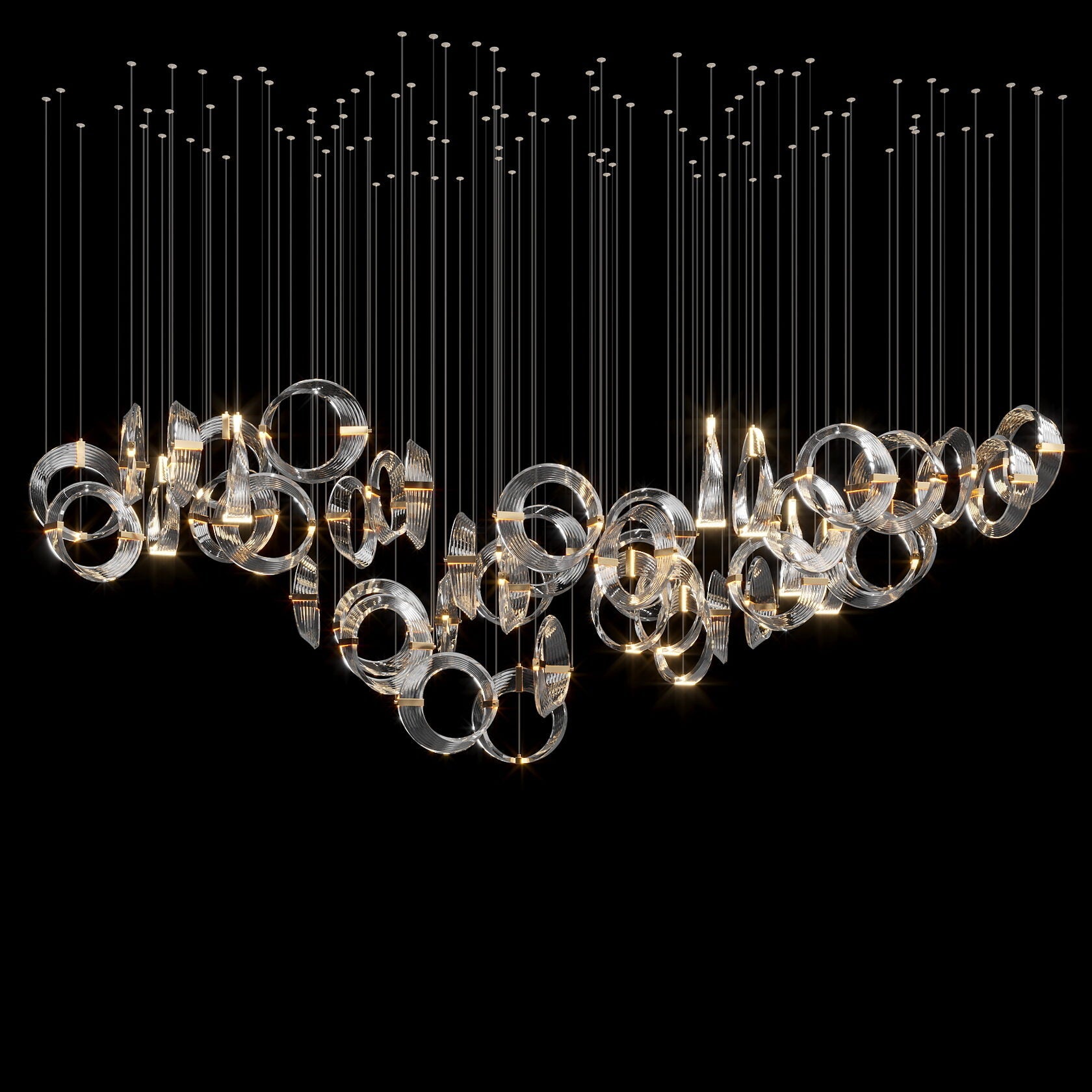 Crystal Crescent Cascade Chandelier