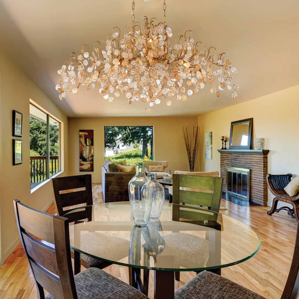 Lignia Crystal Branch Gold Artistic 45" Chandelier by Bling Lighting Studio