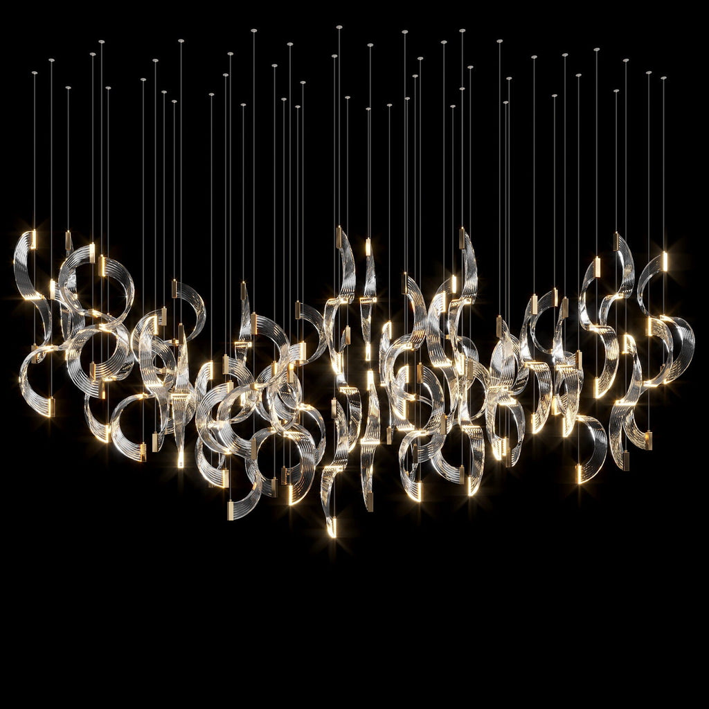 Crystal Crescent Cascade Chandelier