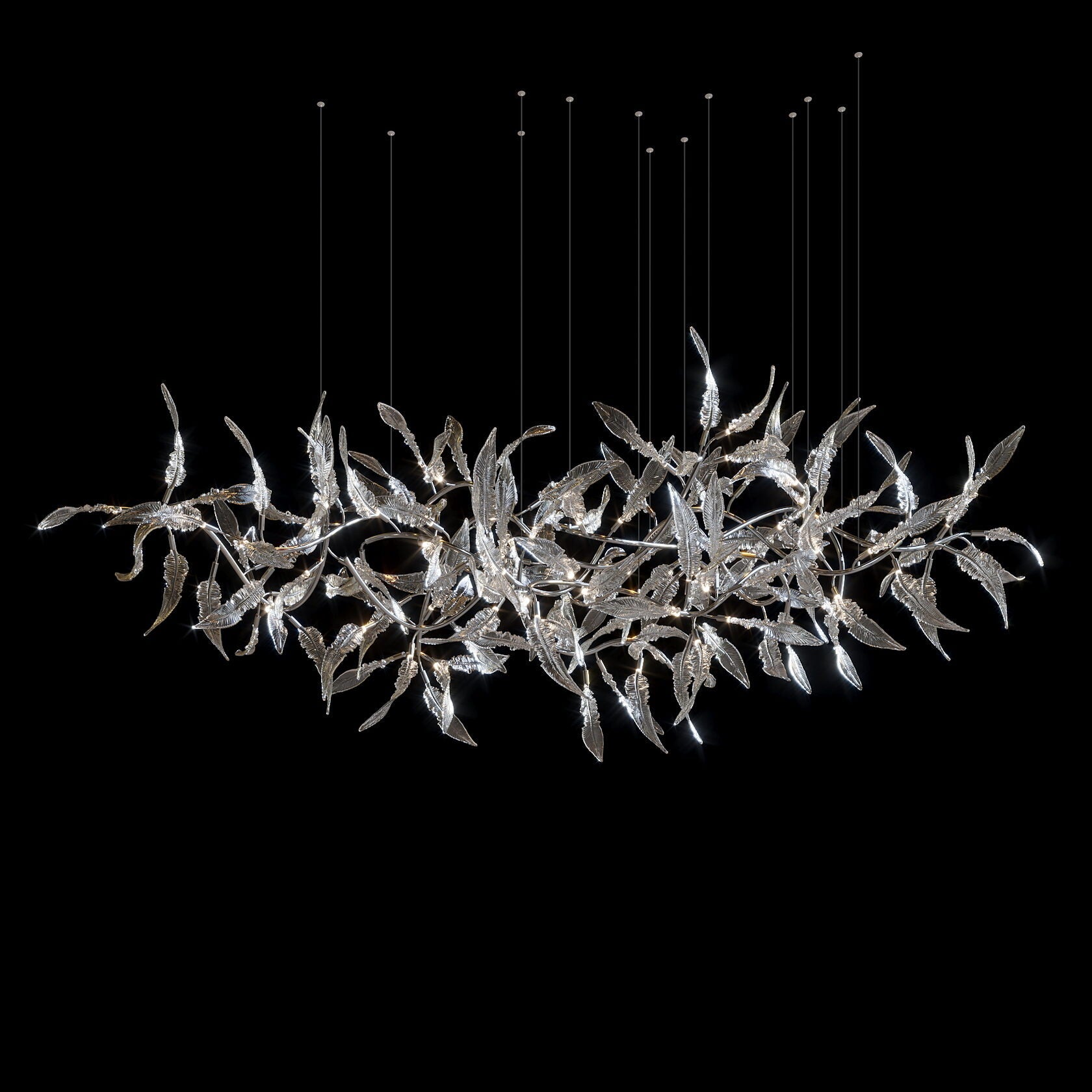Pink Silver Leaf Vine Chandelier