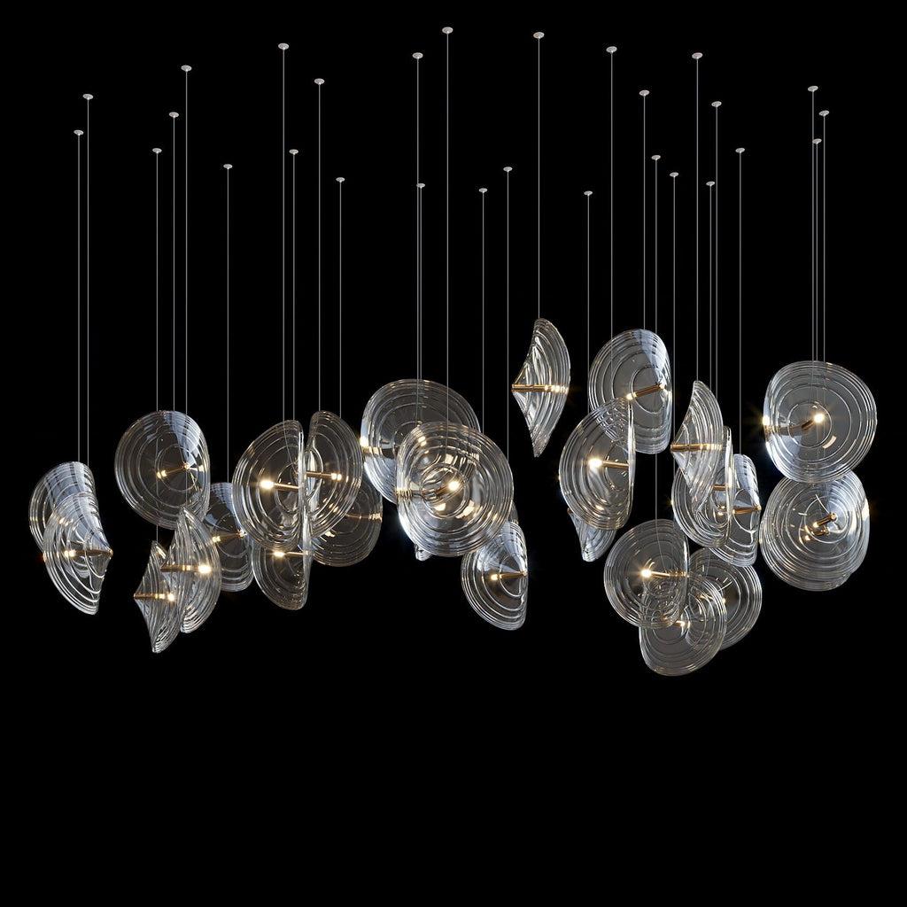 Clear Ripple Disc Cluster Chandelier