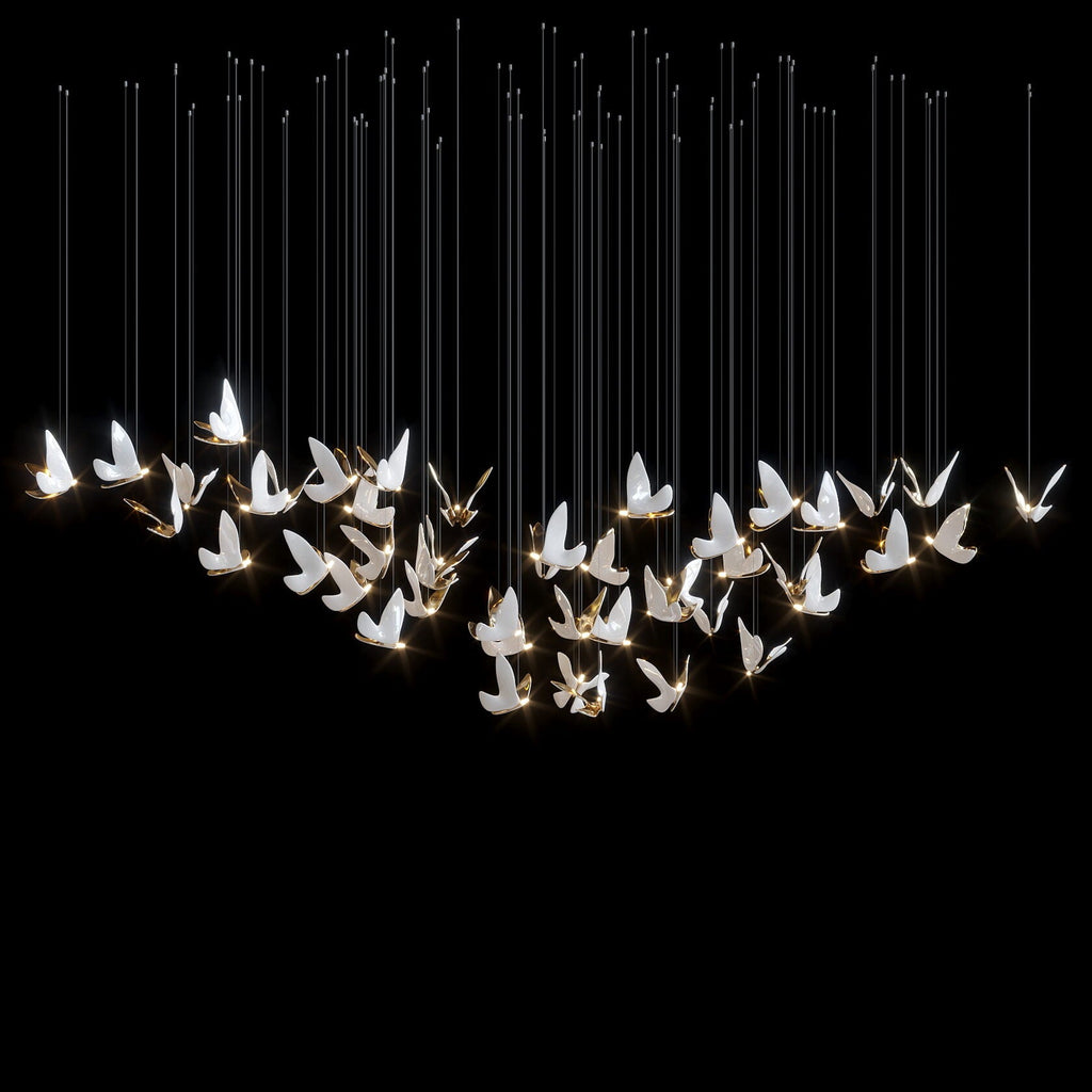 White Butterfly Flight Chandelier