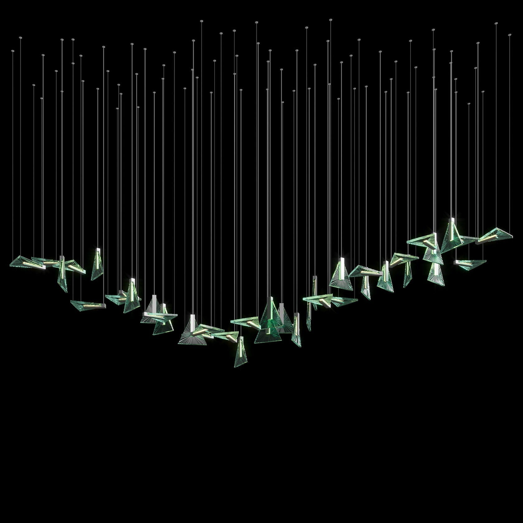 Green Prism Kite Chandelier