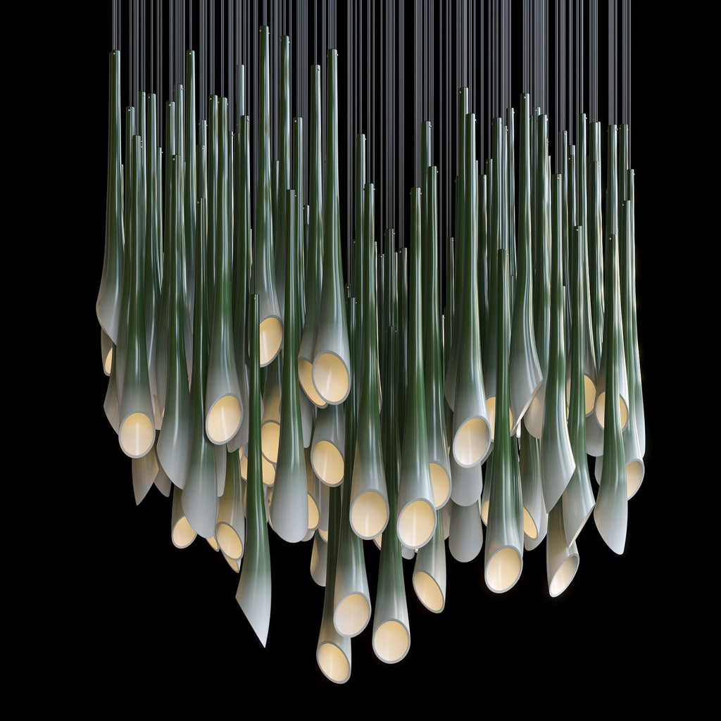 Green Trumpet Cluster Chandelier