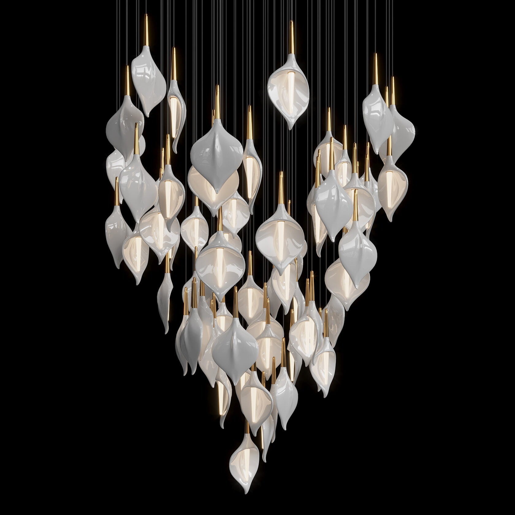 Gold Petal Cluster Chandelier