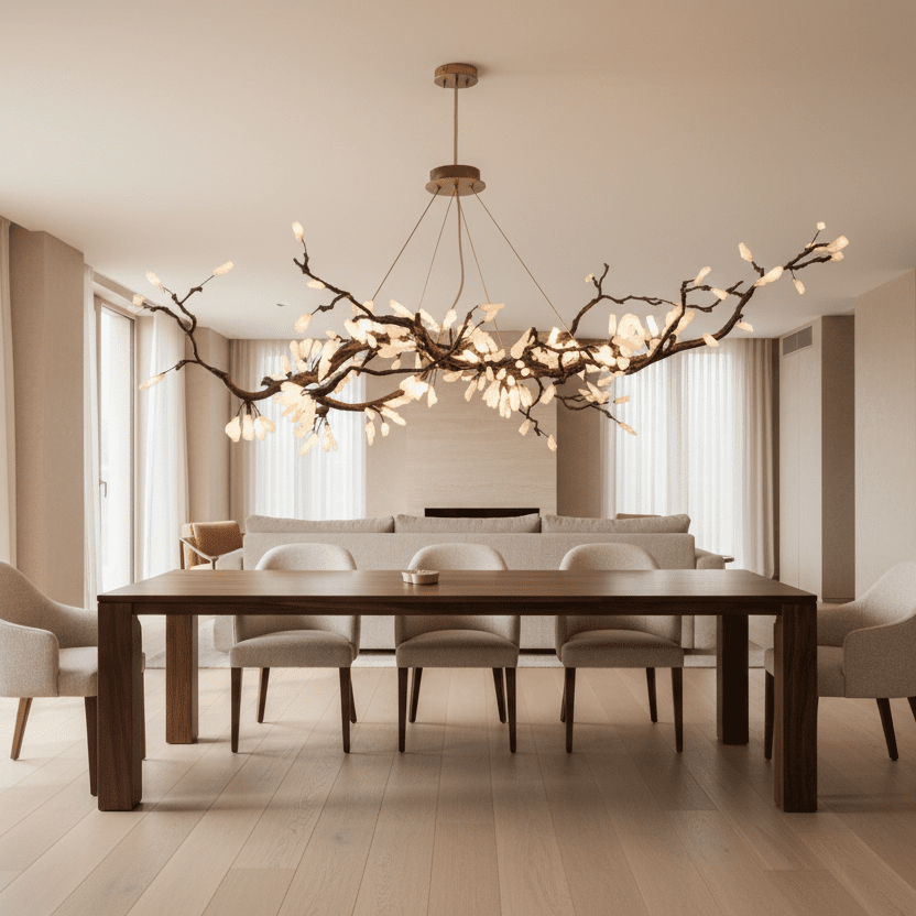 Selenite Crystal Blossom Branching Tree Chandelier by Bling Lighting Studio