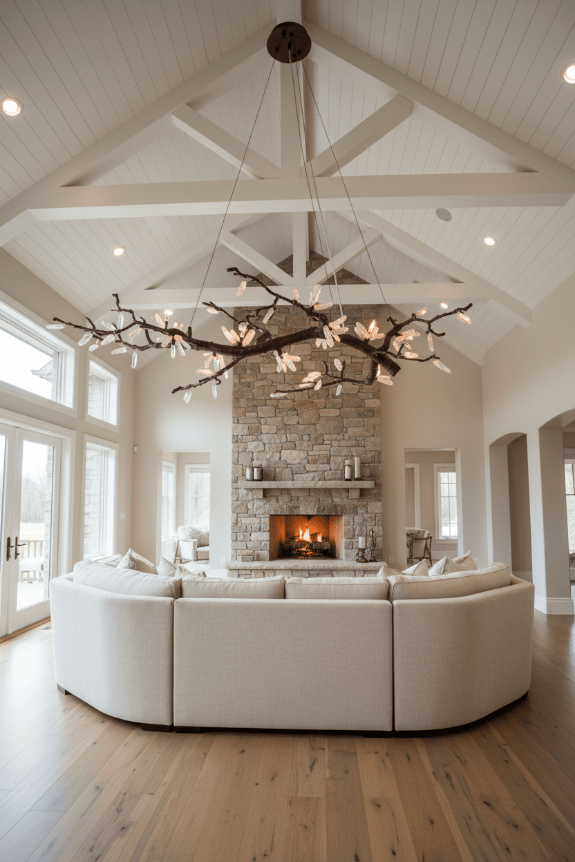 Selenite Crystal Blossom Branching Tree Chandelier by Bling Lighting Studio