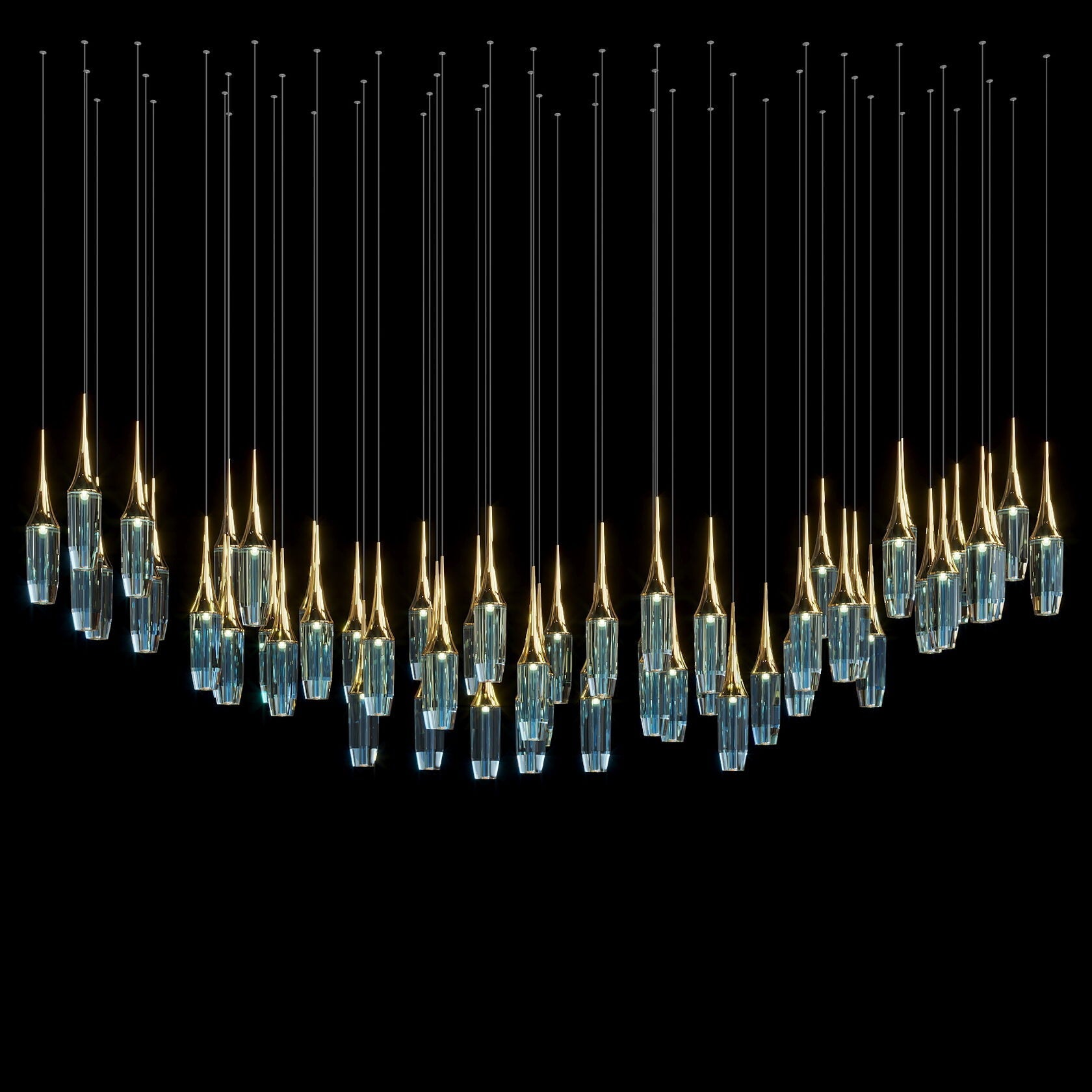 Aqua Crystal Spire Chandelier