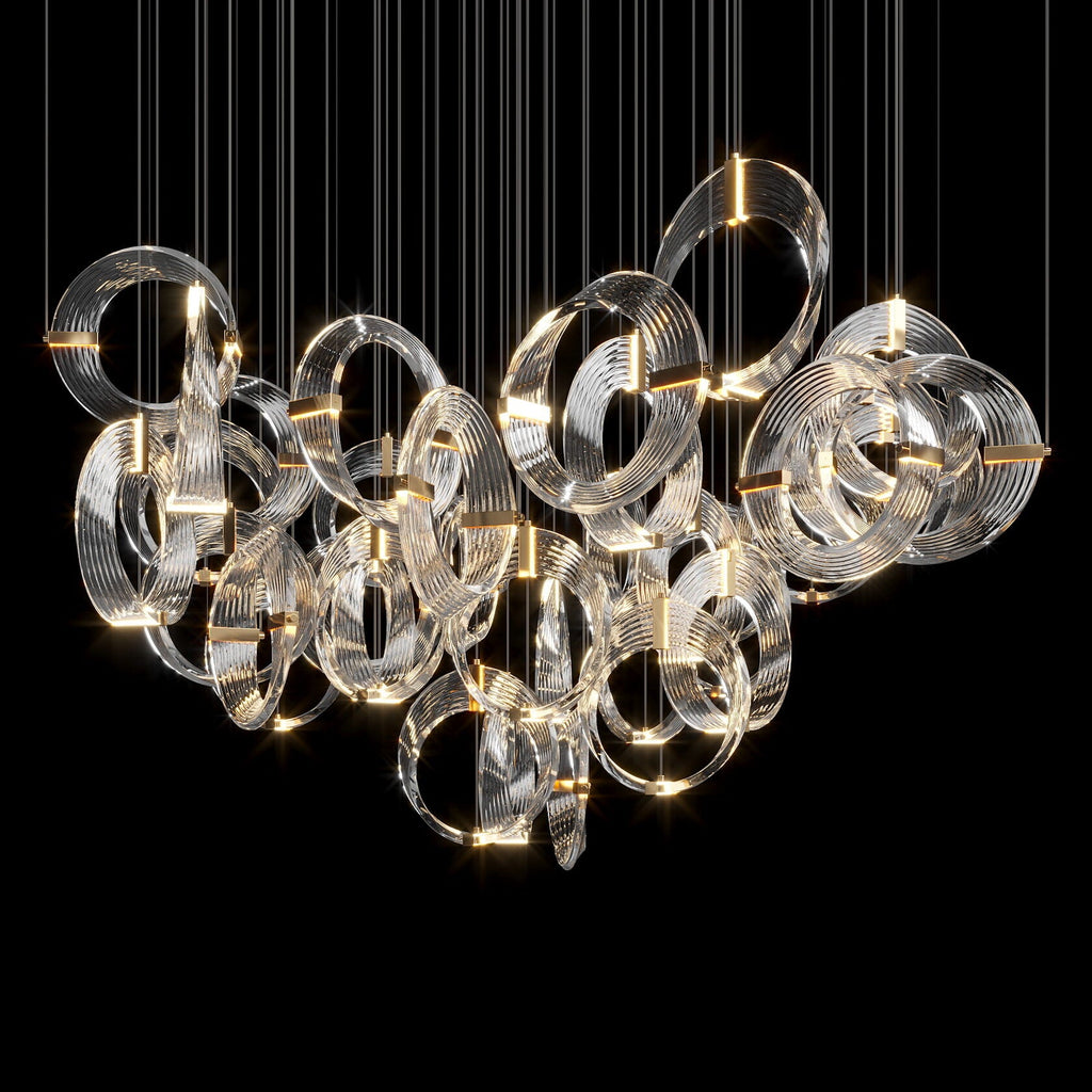 Crystal Crescent Cascade Chandelier