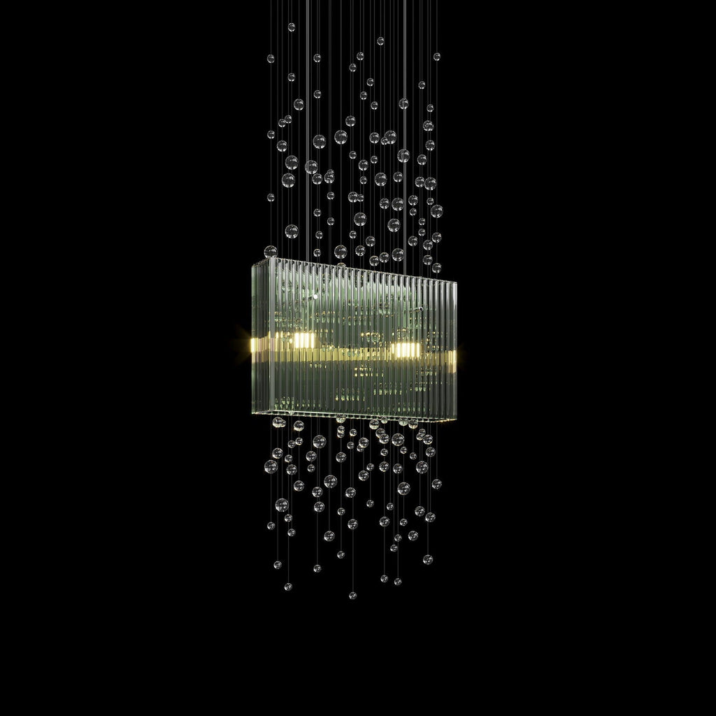 Green Crystal Rain Chandelier