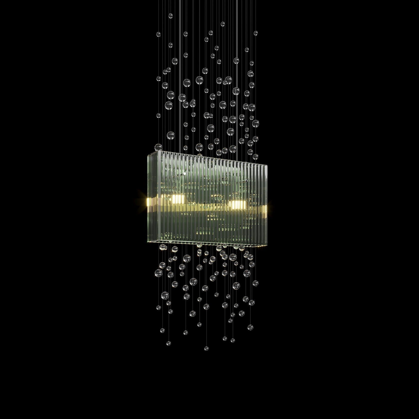 Green Crystal Rain Chandelier