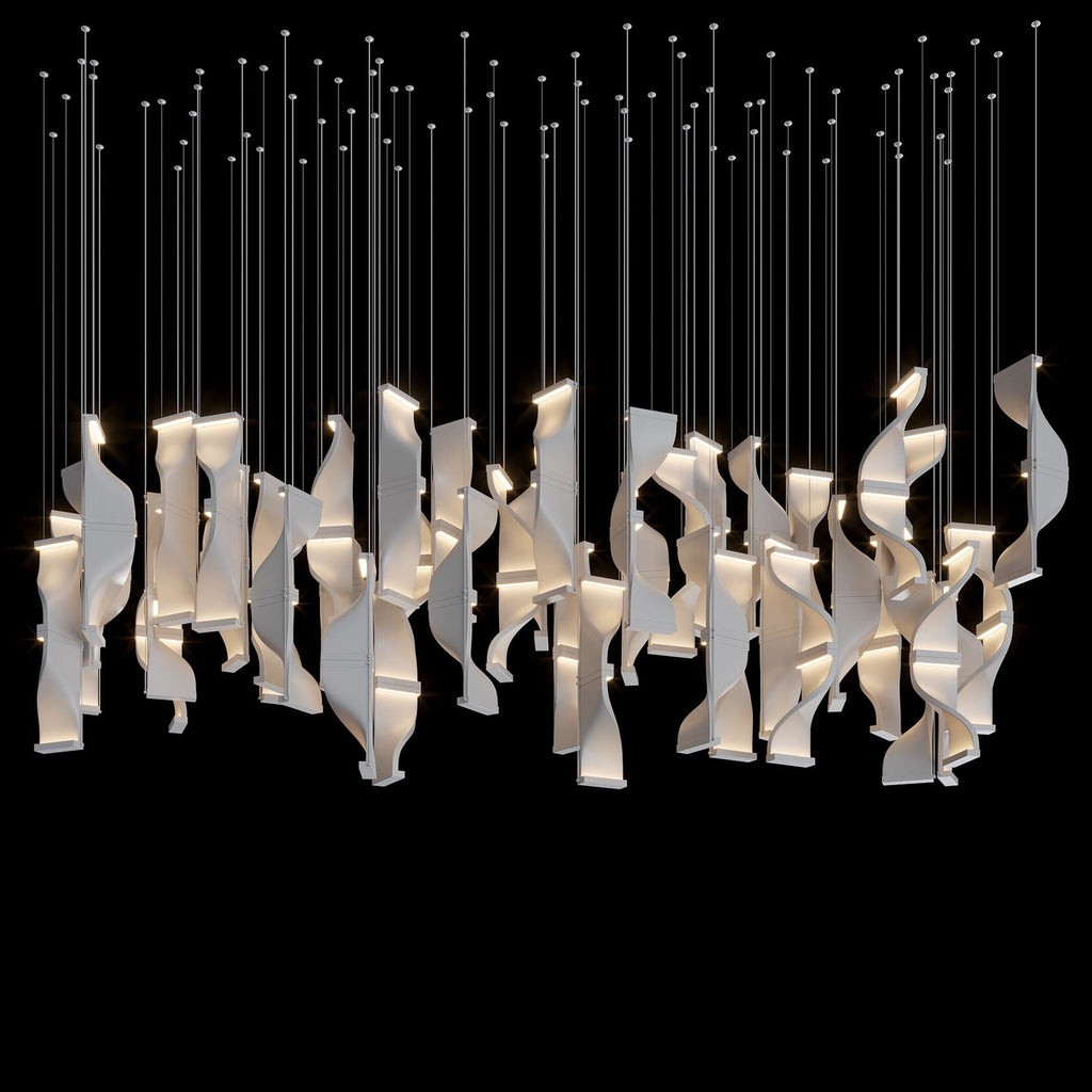 White Ribbon Wave Chandelier