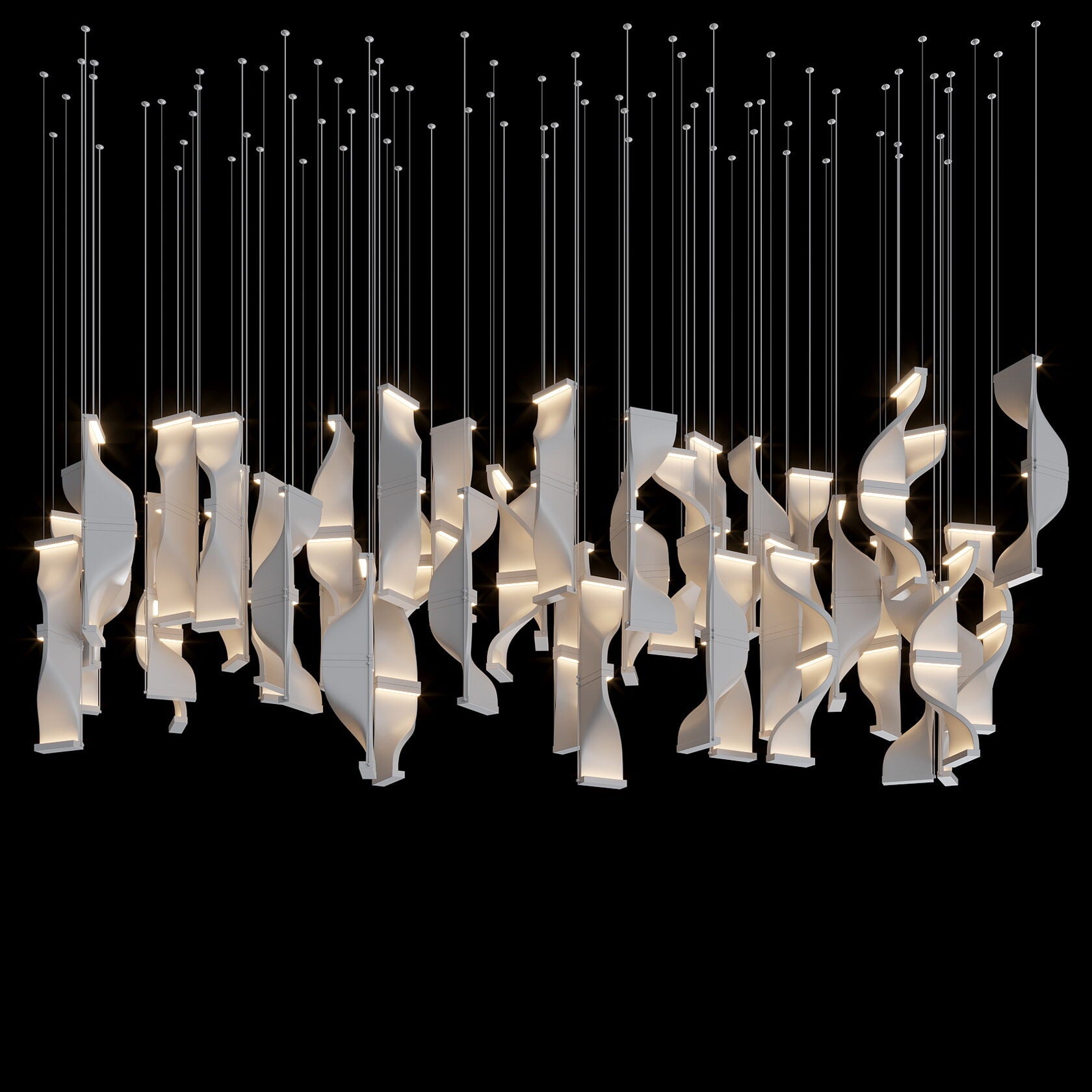 White Ribbon Wave Chandelier