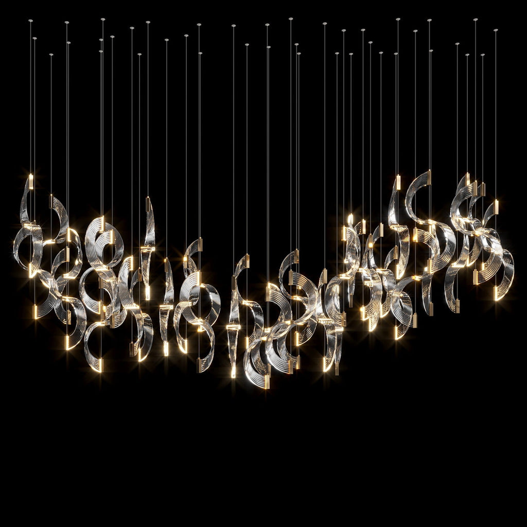 Crystal Crescent Cascade Chandelier