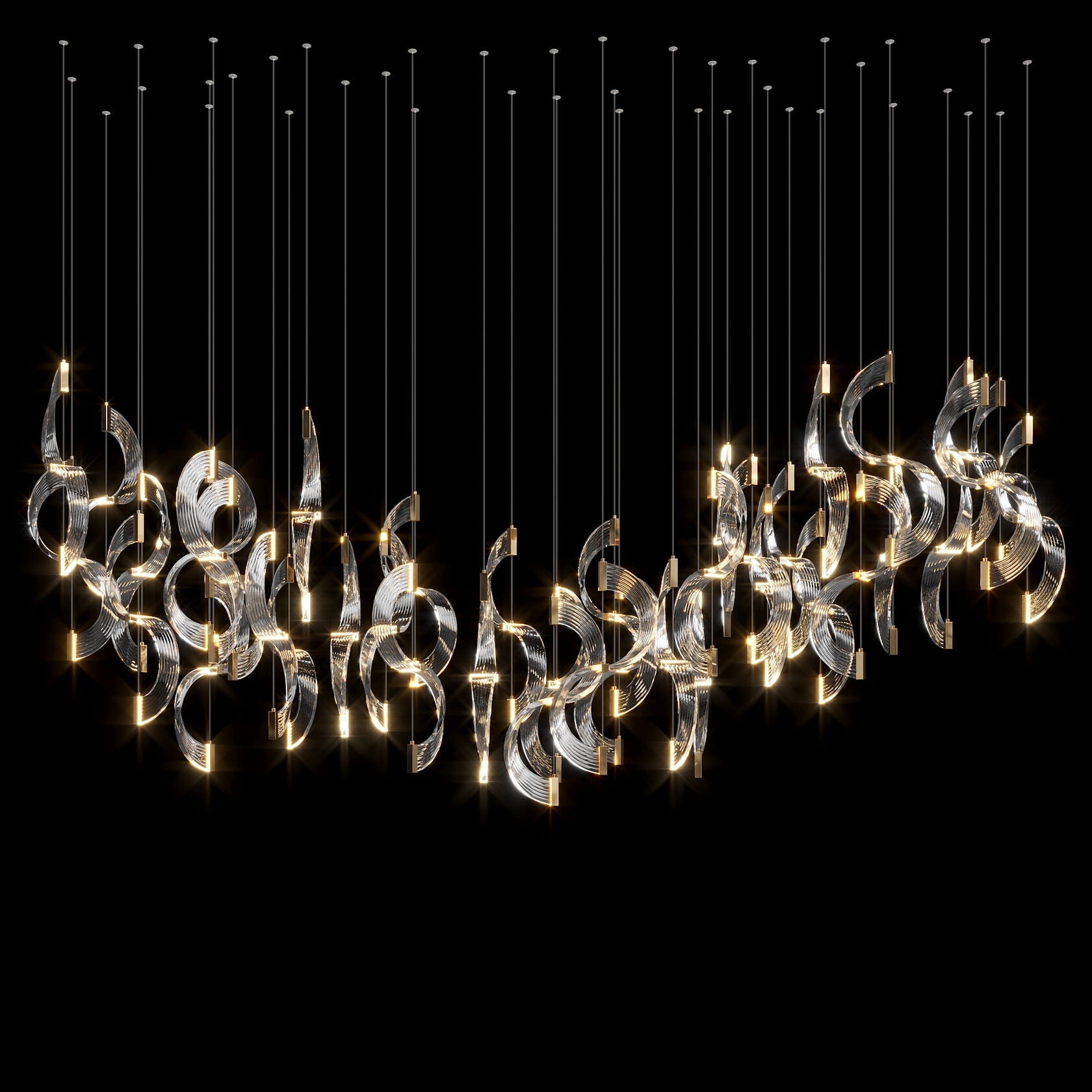 Crystal Crescent Cascade Chandelier