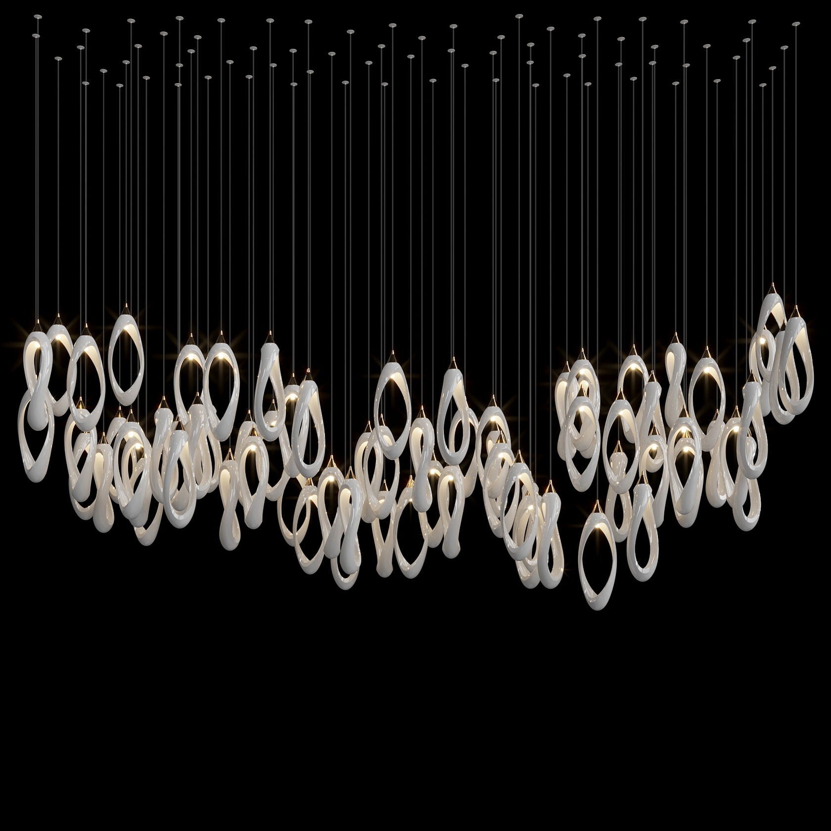 White Ribbon Loop Chandelier