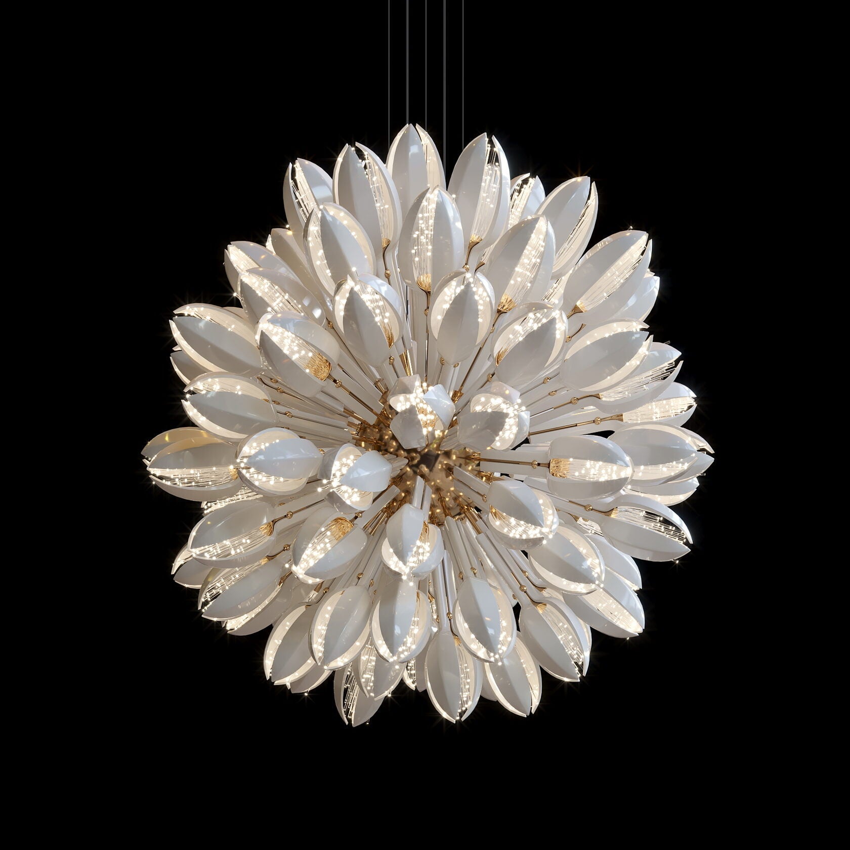 White Petal Burst Chandelier